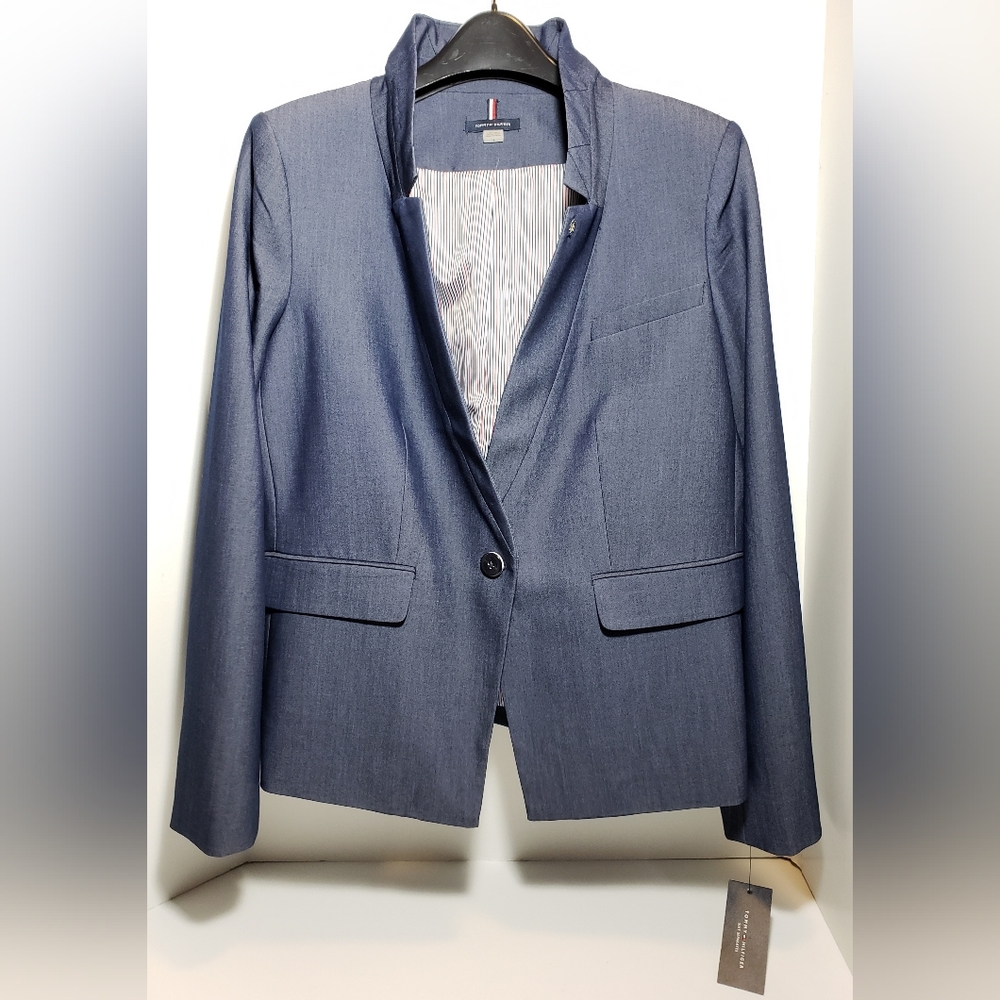 Tommy Hilfiger One-Button Blazer Jacket Women's Size 14 Indigo Blue NWT